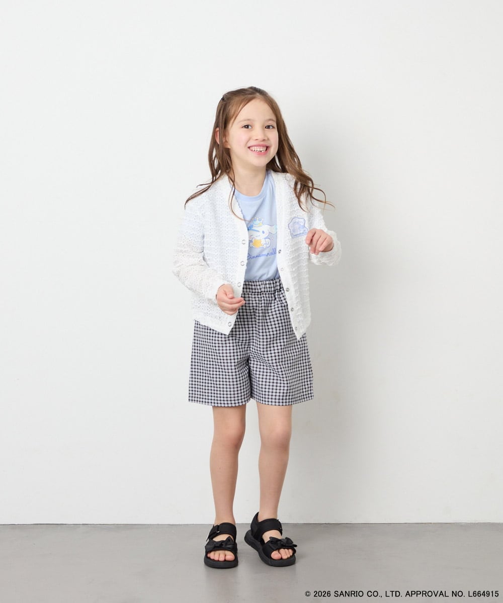 KJCGD55049 a.v.v KIDS(アー・ヴェ・ヴェ) [110-140]【数量限定】[シナモロール＆クロミ]レーシーボーダーカーディガン ホワイト
