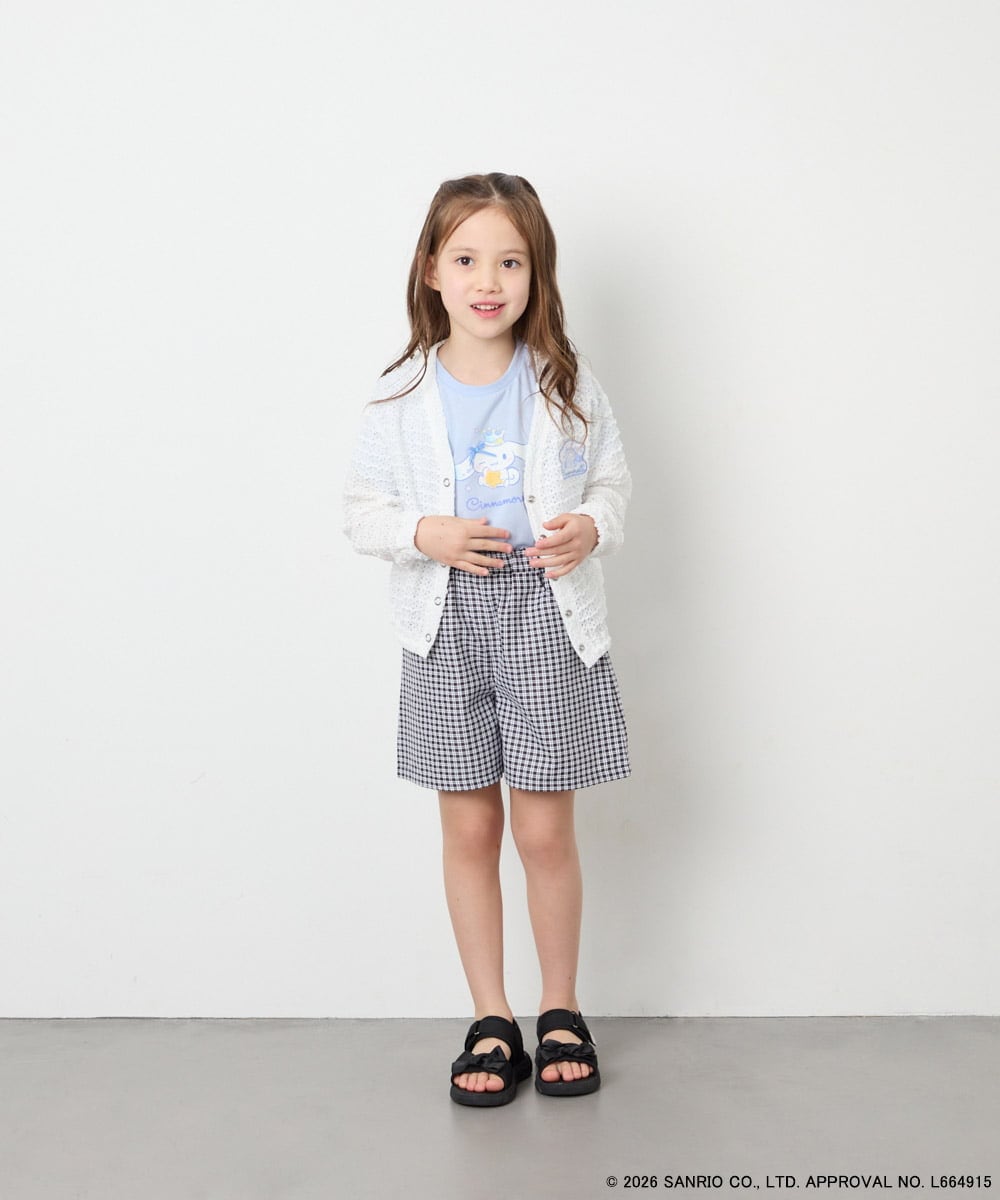 KJCGD55049 a.v.v KIDS(アー・ヴェ・ヴェ) [110-140]【数量限定】[シナモロール＆クロミ]レーシーボーダーカーディガン ホワイト