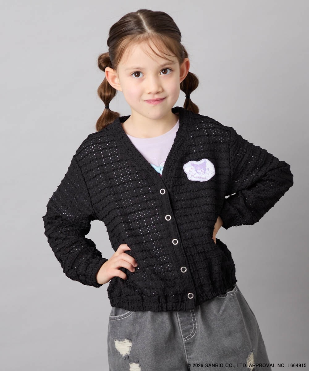KJCGD55049 a.v.v KIDS(アー・ヴェ・ヴェ) [110-140]【数量限定】[シナモロール＆クロミ]レーシーボーダーカーディガン ブラック