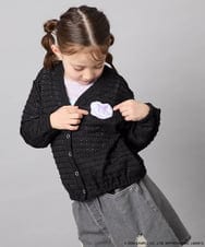 KJCGD55049 a.v.v KIDS(アー・ヴェ・ヴェ) [110-140]【数量限定】[シナモロール＆クロミ]レーシーボーダーカーディガン ブラック