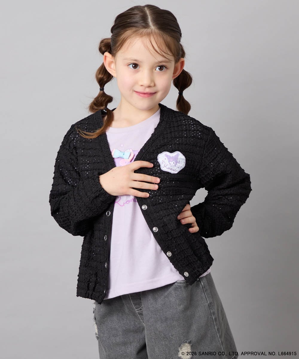 KJCGD55049 a.v.v KIDS(アー・ヴェ・ヴェ) [110-140]【数量限定】[シナモロール＆クロミ]レーシーボーダーカーディガン ブラック