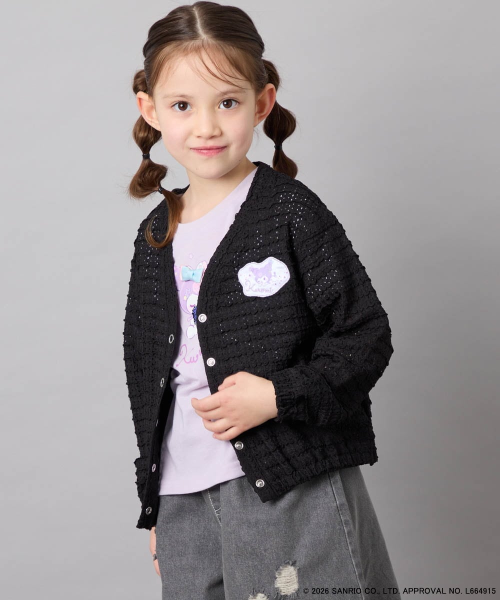 KJCGD55049 a.v.v KIDS(アー・ヴェ・ヴェ) [110-140]【数量限定】[シナモロール＆クロミ]レーシーボーダーカーディガン ブラック