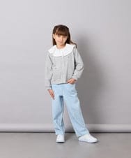 KJCJD02044 a.v.v KIDS(アー・ヴェ・ヴェ) [120-160]【洗える/イージーケア】刺繍カットソーカーディガン ライトグレー