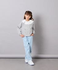 KJCJD02044 a.v.v KIDS(アー・ヴェ・ヴェ) [120-160]【洗える/イージーケア】刺繍カットソーカーディガン ライトグレー