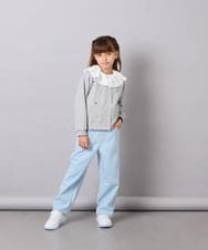 KJCJD02044 a.v.v KIDS(アー・ヴェ・ヴェ) [120-160]【洗える/イージーケア】刺繍カットソーカーディガン ライトグレー
