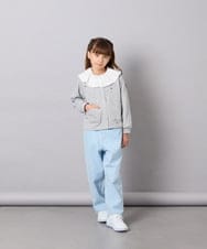 KJCJD02044 a.v.v KIDS(アー・ヴェ・ヴェ) [120-160]【洗える/イージーケア】刺繍カットソーカーディガン ライトグレー
