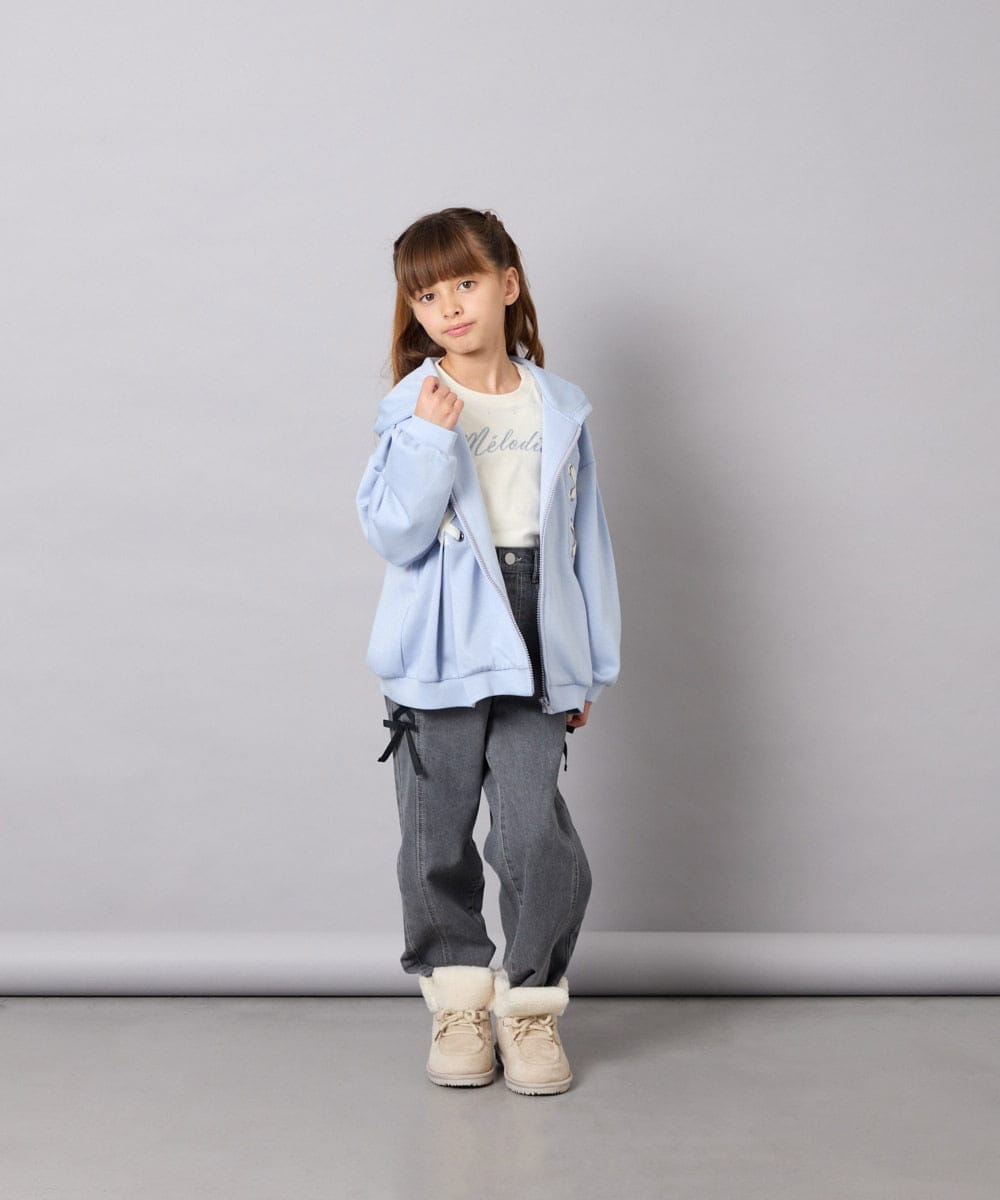 KJCJD03044 a.v.v KIDS(アー・ヴェ・ヴェ) [130-160]【イージーケア】レースアップダンボールパーカー ライトブルー