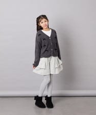 KJCLD08049 a.v.v KIDS(アー・ヴェ・ヴェ) [130-160]【洗える】リボンフェザーカーデ グレー
