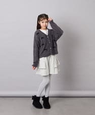 KJCLD08049 a.v.v KIDS(アー・ヴェ・ヴェ) [130-160]【洗える】リボンフェザーカーデ グレー