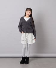 KJCLD08049 a.v.v KIDS(アー・ヴェ・ヴェ) [130-160]【洗える】リボンフェザーカーデ グレー
