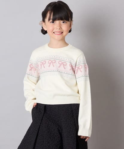 KJFAD03039 a.v.v KIDS [120-160]【おうちで洗える】ふわもちノルディックニット