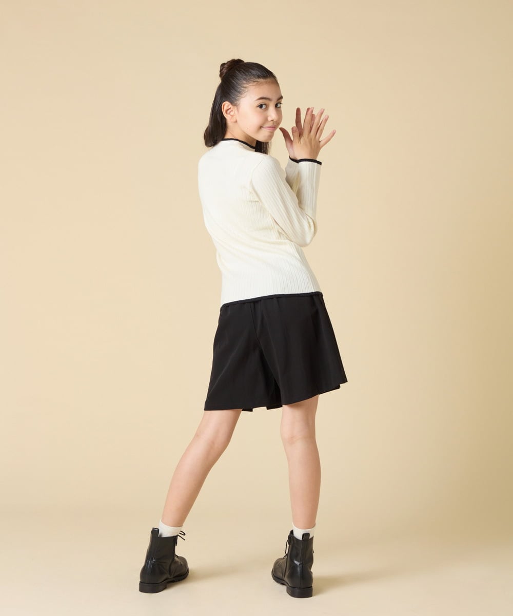 KJFAD41029 a.v.v KIDS(アー・ヴェ・ヴェ) [130-160]配色プチハイリブニット アイボリー