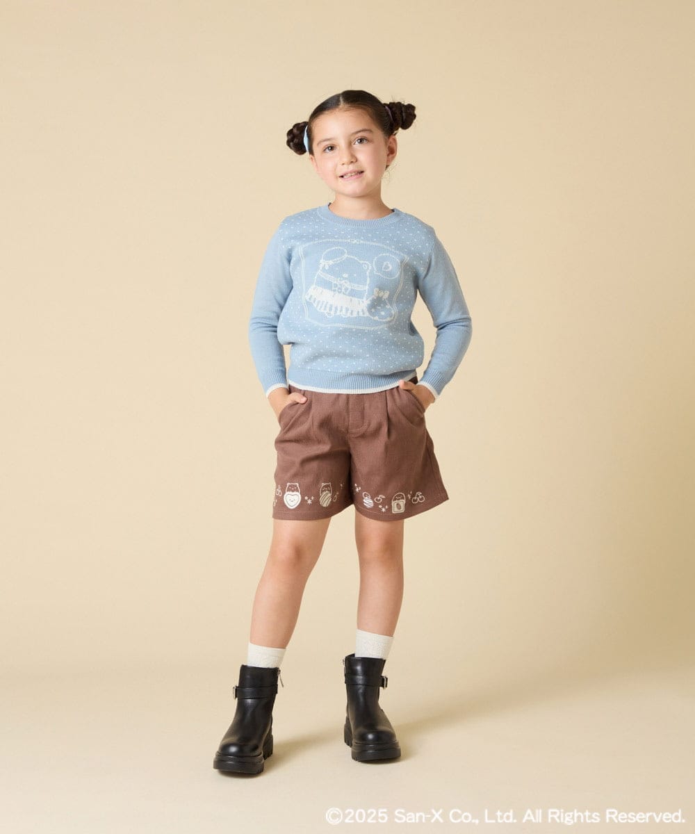 KJFAD80039 a.v.v KIDS(アー・ヴェ・ヴェ) [100-140]【a.v.v限定デザイン/しろくまとふろしきアート】すみっコぐらしジャカードニット ライトブルー