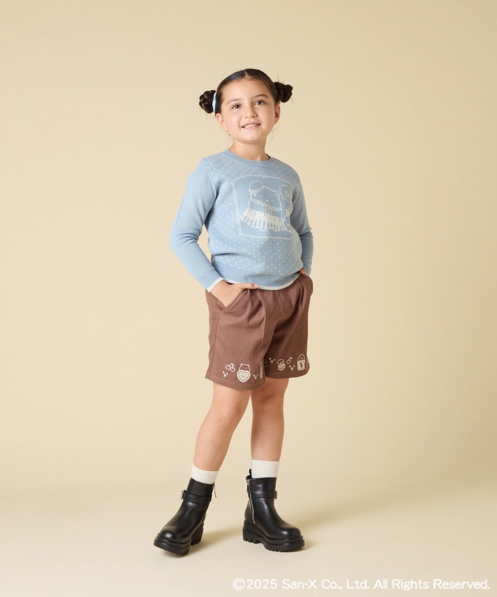 KJFAD80039 a.v.v KIDS(アー・ヴェ・ヴェ) [100-140]【a.v.v限定デザイン/しろくまとふろしきアート】すみっコぐらしジャカードニット ライトブルー