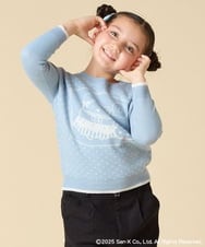 KJFAD80039 a.v.v KIDS(アー・ヴェ・ヴェ) [100-140]【a.v.v限定デザイン/しろくまとふろしきアート】すみっコぐらしジャカードニット ライトブルー