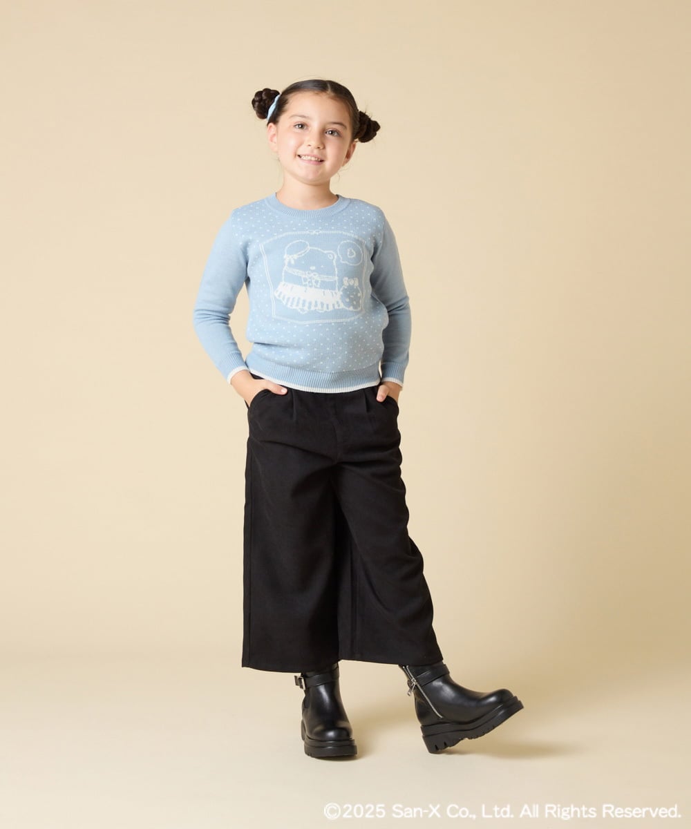 KJFAD80039 a.v.v KIDS(アー・ヴェ・ヴェ) [100-140]【a.v.v限定デザイン/しろくまとふろしきアート】すみっコぐらしジャカードニット ライトブルー