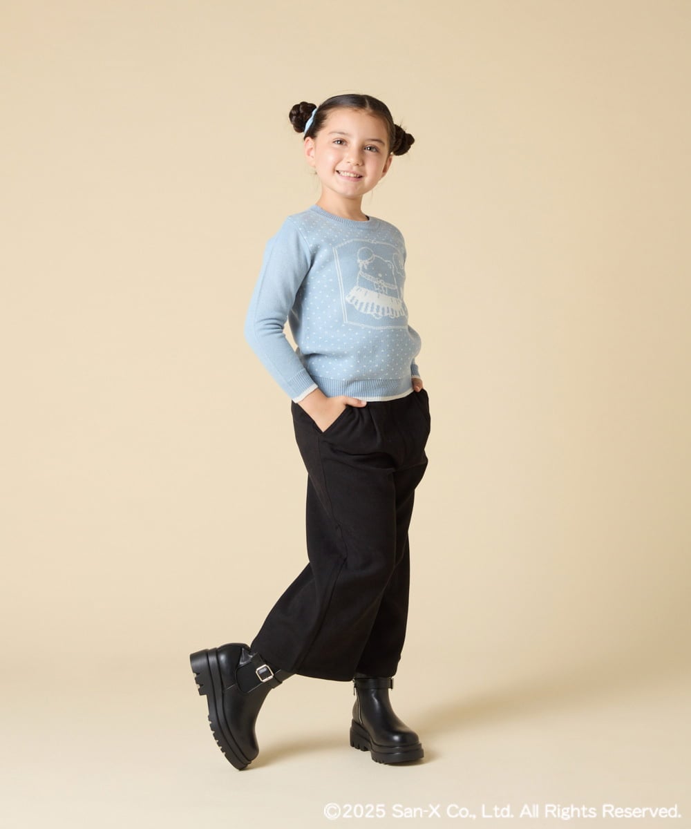 KJFAD80039 a.v.v KIDS(アー・ヴェ・ヴェ) [100-140]【a.v.v限定デザイン/しろくまとふろしきアート】すみっコぐらしジャカードニット ライトブルー