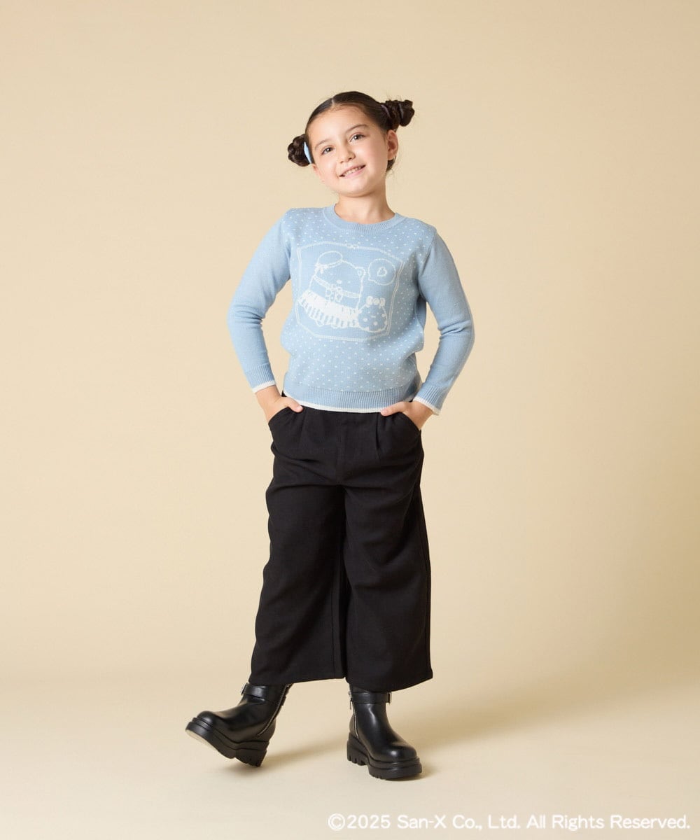 KJFAD80039 a.v.v KIDS(アー・ヴェ・ヴェ) [100-140]【a.v.v限定デザイン/しろくまとふろしきアート】すみっコぐらしジャカードニット ライトブルー