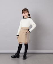 KJFAG04034 a.v.v KIDS(アー・ヴェ・ヴェ) [130-160]【手洗い】配色フリル付リブニット アイボリー