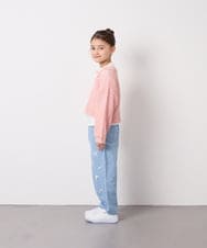 KJFED30044 a.v.v KIDS(アー・ヴェ・ヴェ) [120-160][ママとお揃いコーデが叶う]襟付きメッシュニットレイヤードトップス コーラルピンク
