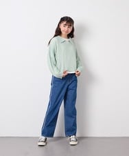 KJFED30044 a.v.v KIDS(アー・ヴェ・ヴェ) [120-160][ママとお揃いコーデが叶う]襟付きメッシュニットレイヤードトップス グリーン