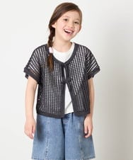 KJFGD55049 a.v.v KIDS(アー・ヴェ・ヴェ) [120-160][SET][ママとお揃いコーデが叶う]メッシュニットレイヤードトップス ダークグレー