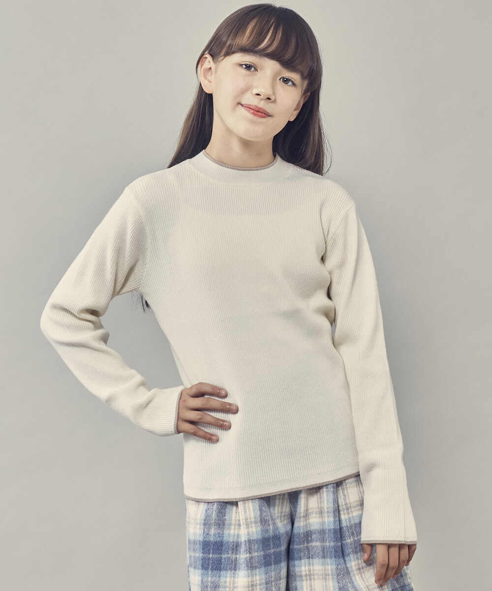 KJFLP61024 a.v.v KIDS(アー・ヴェ・ヴェ) [100-130]プチハイネック配色ニット ブラック