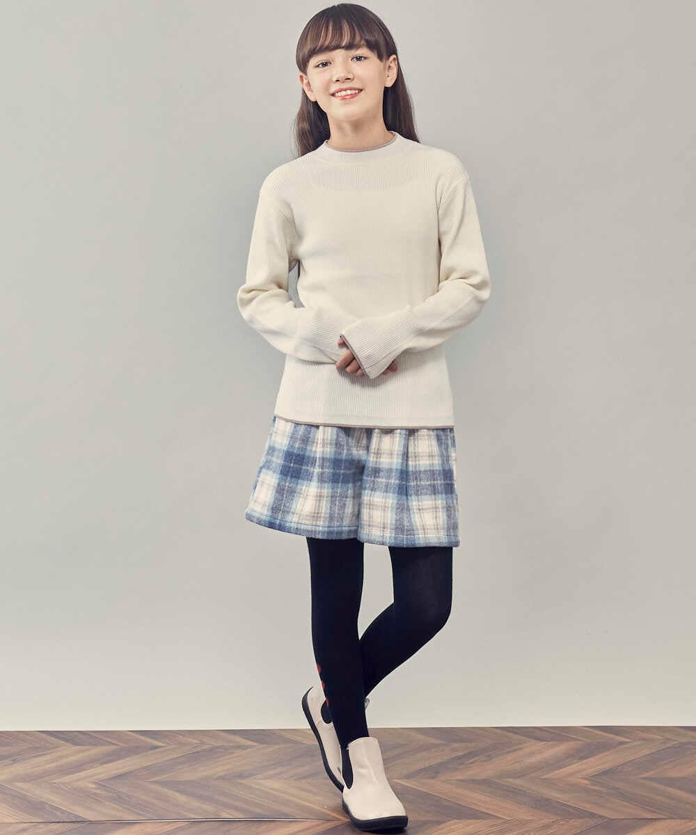 KJFLP61024 a.v.v KIDS(アー・ヴェ・ヴェ) [100-130]プチハイネック配色ニット ブラック