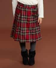 KJHKG01039 a.v.v KIDS(アー・ヴェ・ヴェ) [100-130]チェックプリーツスカート[WEB限定サイズ] レッド