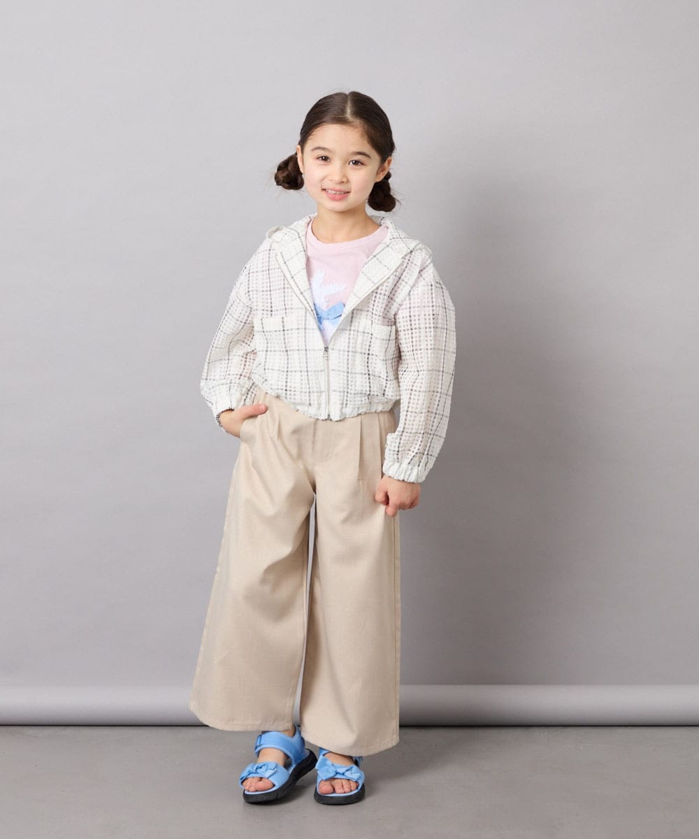 KJJFD40054 a.v.v KIDS(アー・ヴェ・ヴェ) [120-160]ドロストシアーチェックブルゾン ホワイト