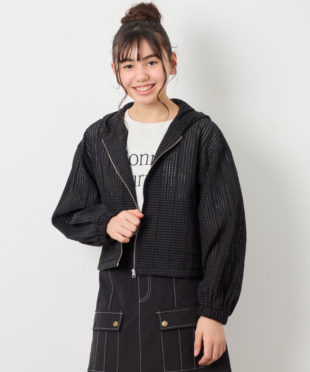 KJJFD40054 a.v.v KIDS(アー・ヴェ・ヴェ) [120-160]ドロストシアーチェックブルゾン ブラック