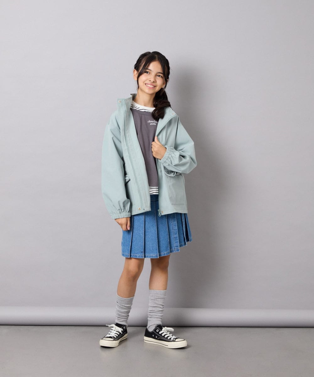 KJJJD01059 a.v.v KIDS(アー・ヴェ・ヴェ) [130-160]【洗える/フード取り外し可】リボンポケットマウンパ ミント