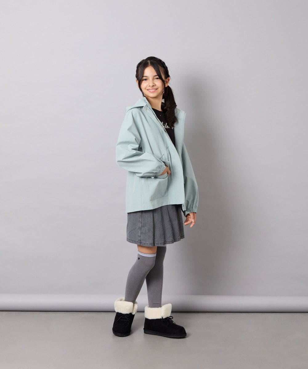 KJJJD01059 a.v.v KIDS(アー・ヴェ・ヴェ) [130-160]【洗える/フード取り外し可】リボンポケットマウンパ ミント