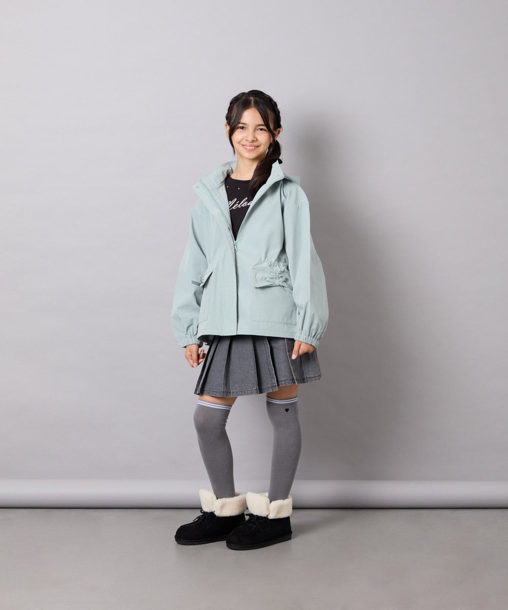 KJJJD01059 a.v.v KIDS(アー・ヴェ・ヴェ) [130-160]【洗える/フード取り外し可】リボンポケットマウンパ ミント