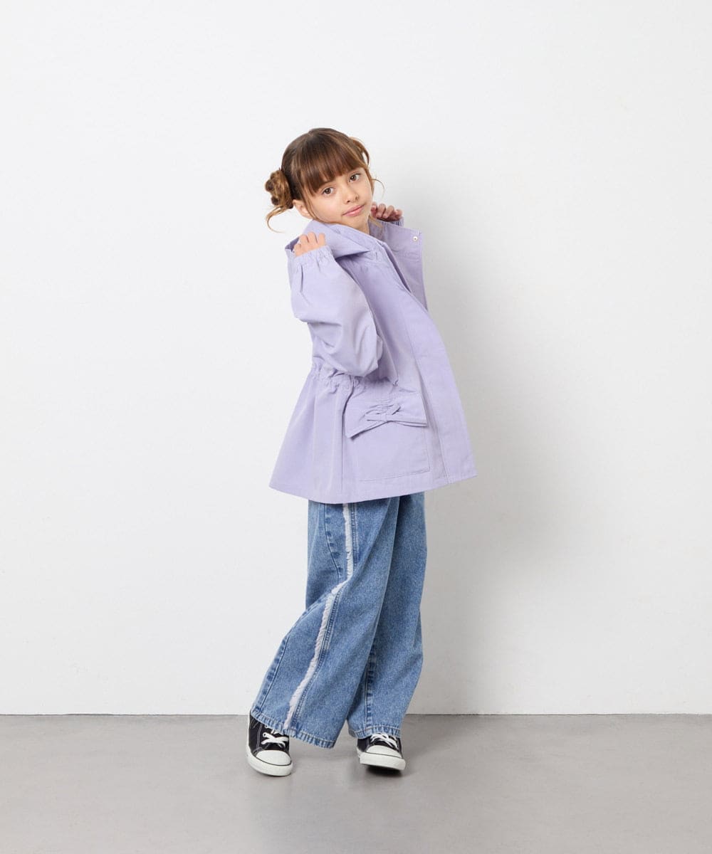 KJJJD01059 a.v.v KIDS(アー・ヴェ・ヴェ) [130-160]【洗える/フード取り外し可】リボンポケットマウンパ ラベンダー