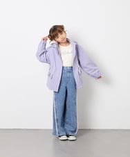 KJJJD01059 a.v.v KIDS(アー・ヴェ・ヴェ) [130-160]【洗える/フード取り外し可】リボンポケットマウンパ ラベンダー