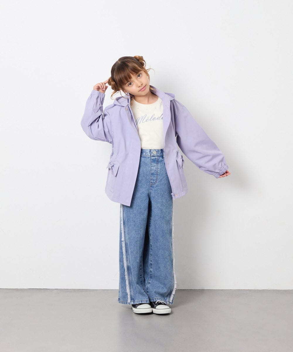 KJJJD01059 a.v.v KIDS(アー・ヴェ・ヴェ) [130-160]【洗える/フード取り外し可】リボンポケットマウンパ ラベンダー