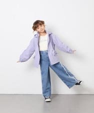 KJJJD01059 a.v.v KIDS(アー・ヴェ・ヴェ) [130-160]【洗える/フード取り外し可】リボンポケットマウンパ ラベンダー