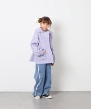 KJJJD01059 a.v.v KIDS(アー・ヴェ・ヴェ) [130-160]【洗える/フード取り外し可】リボンポケットマウンパ ラベンダー