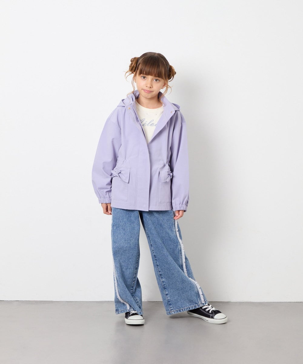KJJJD01059 a.v.v KIDS(アー・ヴェ・ヴェ) [130-160]【洗える/フード取り外し可】リボンポケットマウンパ ラベンダー