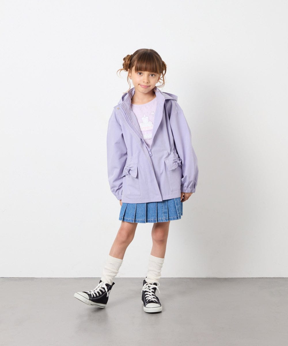KJJJD01059 a.v.v KIDS(アー・ヴェ・ヴェ) [130-160]【洗える/フード取り外し可】リボンポケットマウンパ ラベンダー