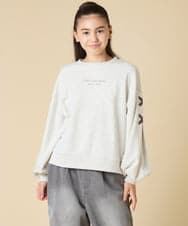 KJKAD36026 a.v.v KIDS(アー・ヴェ・ヴェ) [120-160]【人気NO.1トップス！/袖レースアップ/プチロゴ/通学にもオススメ】レースアップスリーブトレーナー ライトブルー
