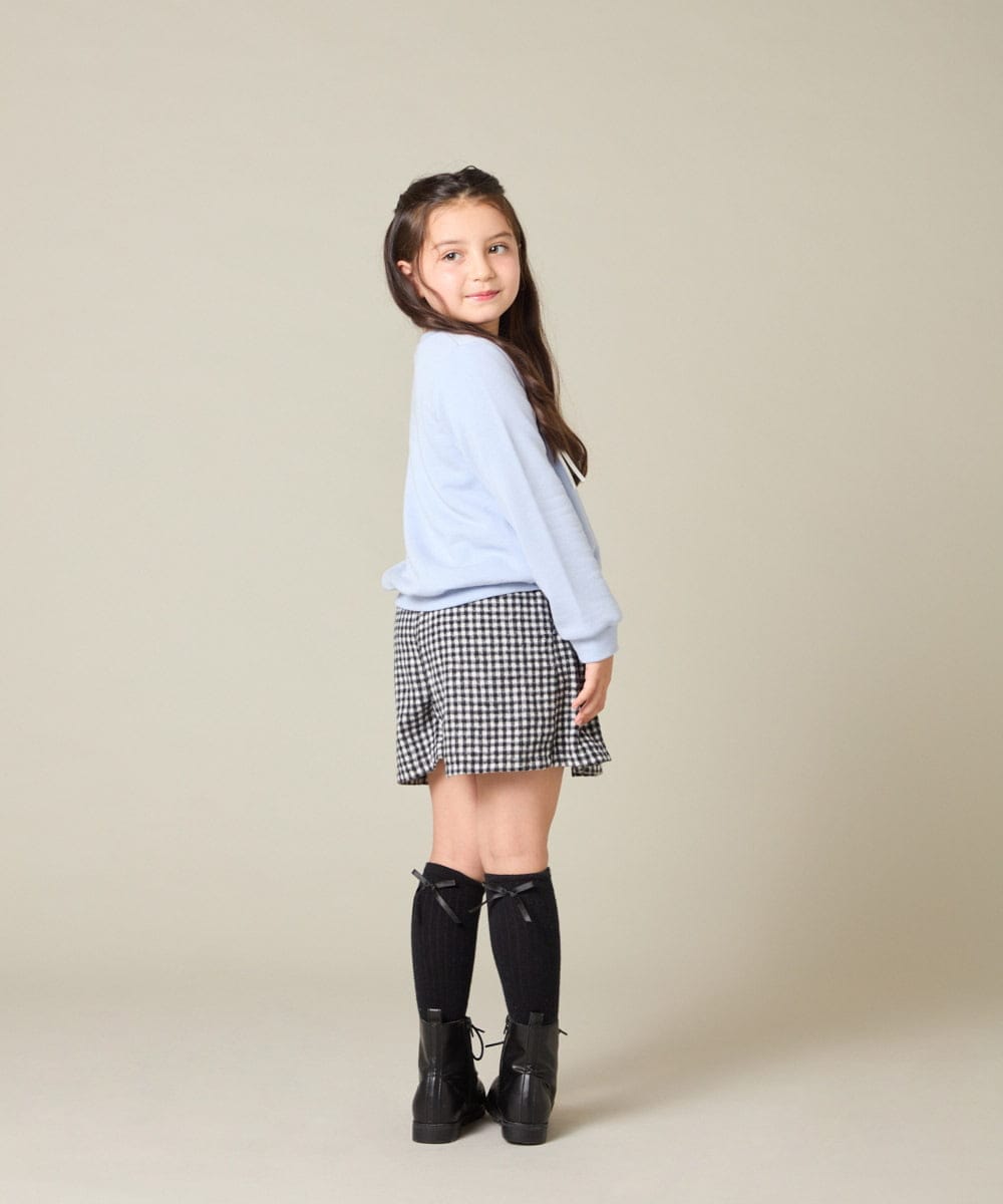 KJKAD51018 a.v.v KIDS(アー・ヴェ・ヴェ) [100-160]【WEB限定商品/サテンリボンがカワイイ】リボン付きロゴトレーナー ライトブルー