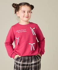 KJKAD51018 a.v.v KIDS(アー・ヴェ・ヴェ) [100-160]【WEB限定商品/サテンリボンがカワイイ】リボン付きロゴトレーナー ライトブルー