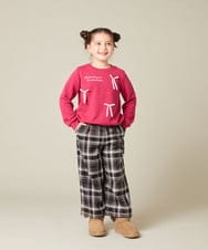 KJKAD51018 a.v.v KIDS(アー・ヴェ・ヴェ) [100-160]【WEB限定商品/サテンリボンがカワイイ】リボン付きロゴトレーナー ライトブルー