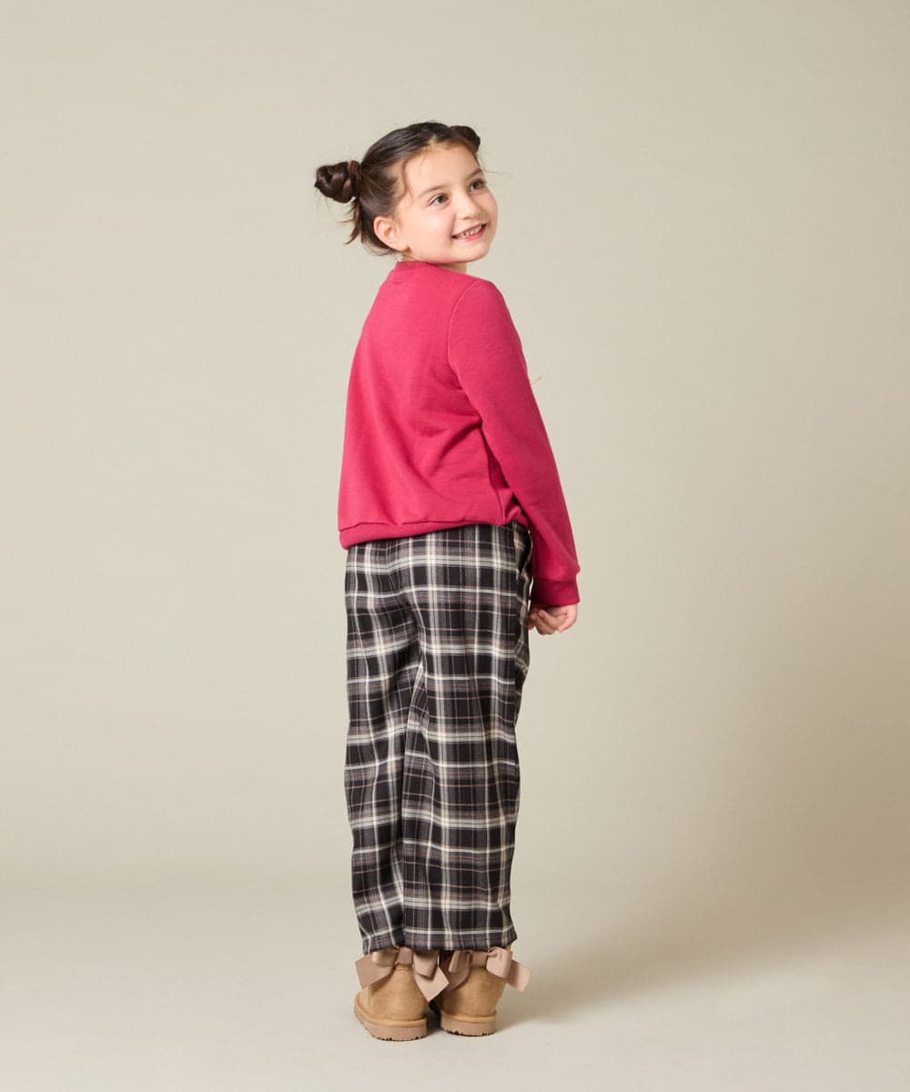 KJKAD51018 a.v.v KIDS(アー・ヴェ・ヴェ) [100-160]【WEB限定商品/サテンリボンがカワイイ】リボン付きロゴトレーナー ライトブルー