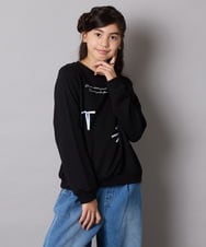 KJKAD51018 a.v.v KIDS(アー・ヴェ・ヴェ) [100-160]【WEB限定商品/サテンリボンがカワイイ】リボン付きロゴトレーナー ライトブルー