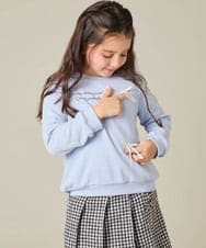 KJKAD51018 a.v.v KIDS(アー・ヴェ・ヴェ) [100-160]【WEB限定商品/サテンリボンがカワイイ】リボン付きロゴトレーナー ライトブルー