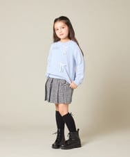 KJKAD51018 a.v.v KIDS(アー・ヴェ・ヴェ) [100-160]【WEB限定商品/サテンリボンがカワイイ】リボン付きロゴトレーナー ライトブルー