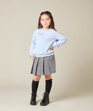 KJKAD51018 a.v.v KIDS(アー・ヴェ・ヴェ) [100-160]【WEB限定商品/サテンリボンがカワイイ】リボン付きロゴトレーナー ライトブルー